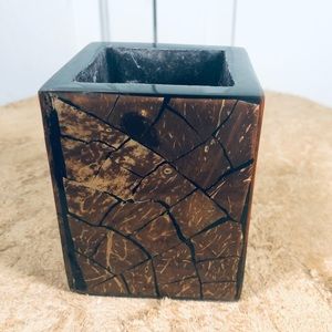 Handcrafted Laminated Wood Novelty Soft Fab Inside Pencil Holder Decor